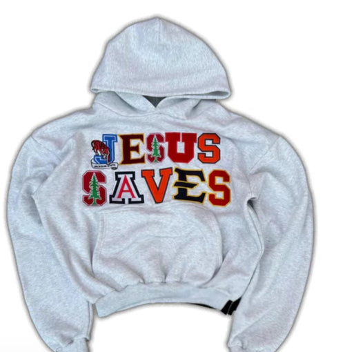 jesus saves grey hoodie